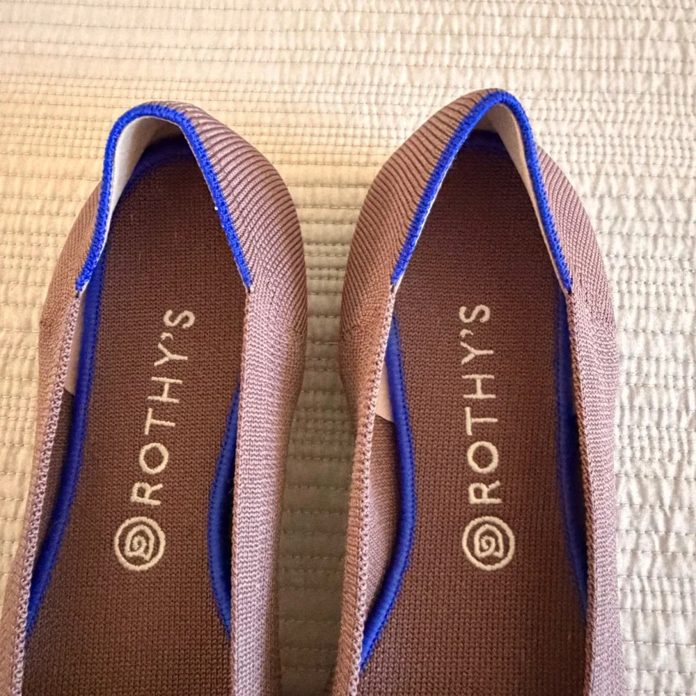 Rothys‎ The Point Women's Taupe Brown Pointed Toe Knit Flats Shoes Size 11.5